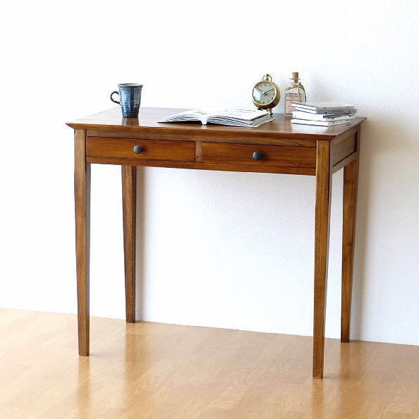 楽天市場】チーク デスク 机 無垢材 天然木 木製 シンプル コンパクト
