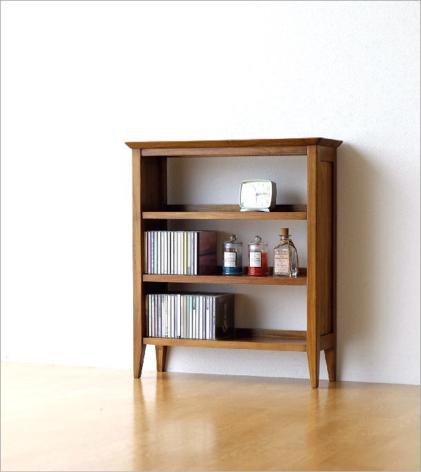 楽天市場】チーク無垢材 CDラック 文庫本本棚 薄型 スリム 天然木製