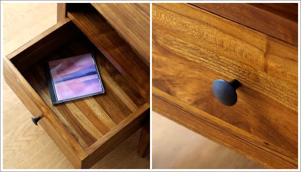 楽天市場】チーク無垢材 サイドテーブル 木製 総無垢材 ナイトテーブル