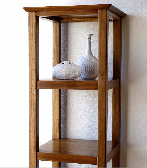 楽天市場】チーク無垢材 コーナーラック 飾り棚 木製 天然木