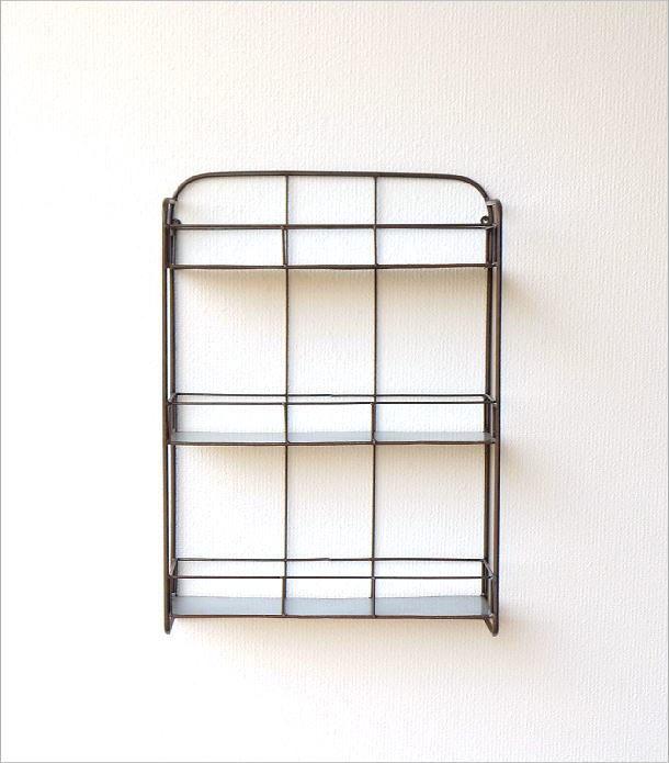 楽天市場】ウォールシェルフ 3段 アンティーク アイアン キッチン 収納