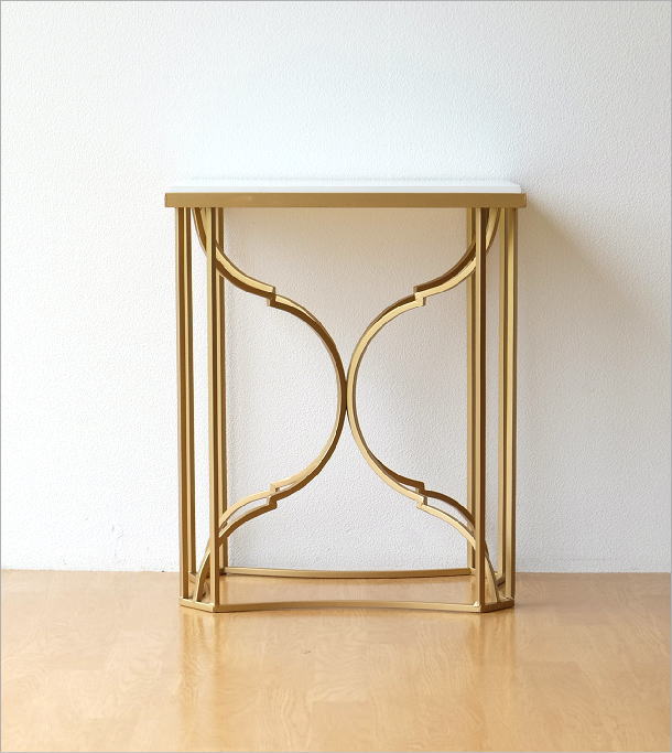 楽天市場】サイドテーブル おしゃれ 花台 玄関 スタンド ゴールド 白