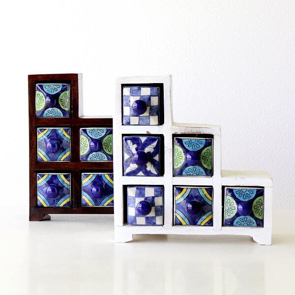 楽天市場】小物入れ 引き出し ミニチェスト 卓上 木製 陶器