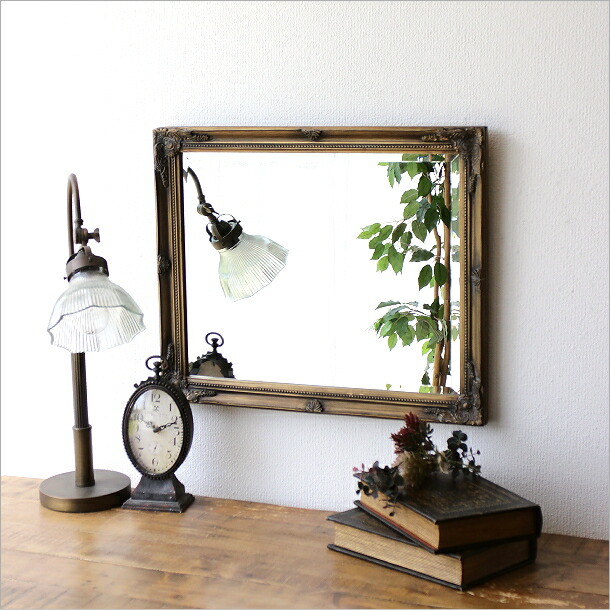 楽天市場】鏡 壁掛けミラー アンティークゴールド レトロ ウォール