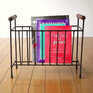 楽天市場】マガジンラック スリム アイアン 木製 コンパクト スタンド