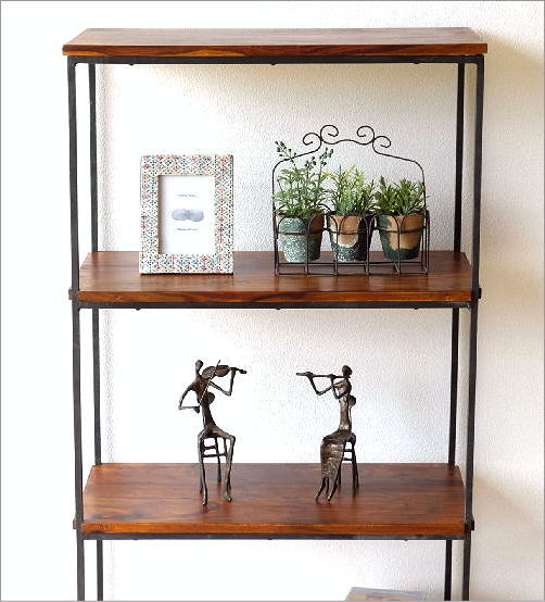楽天市場】シェルフ 木製 アイアン 本棚 おしゃれ シンプル アジアン