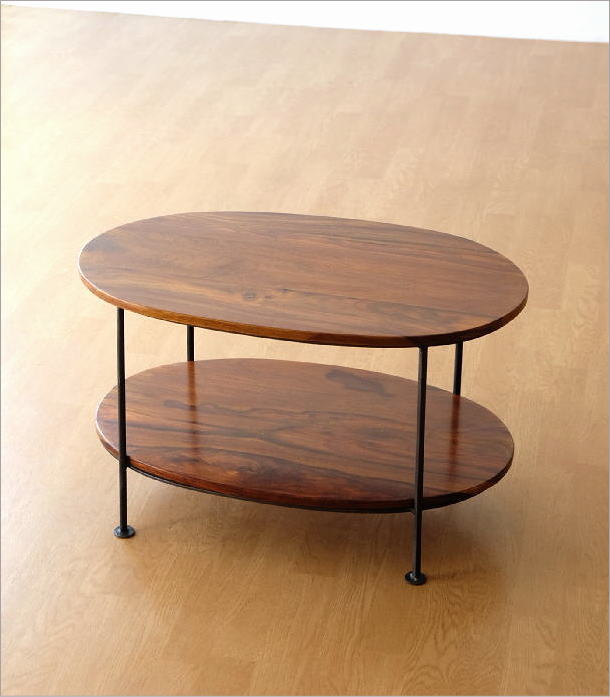 楽天市場】リビングテーブル おしゃれ 木製 アイアン 丸型 楕円形 ロー