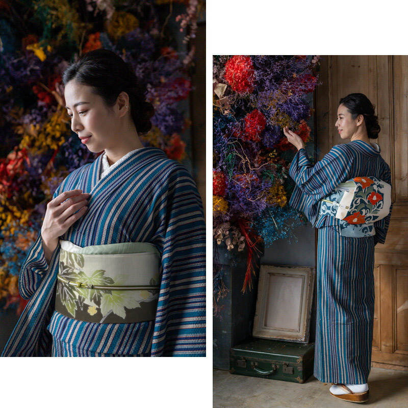 楽天市場】阿波しじら織り 木綿 着物 夏着物 浴衣 コットン着物 単衣