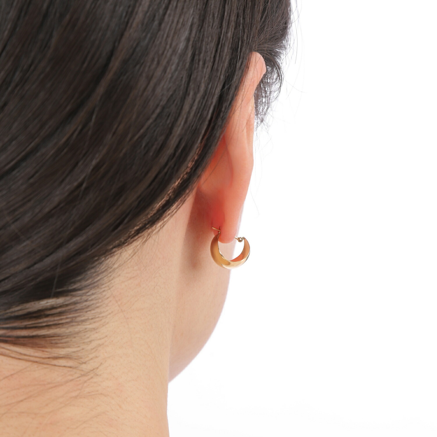 楽天市場】18金 フープピアス 月甲 10×13mm 両耳 レディース メンズ