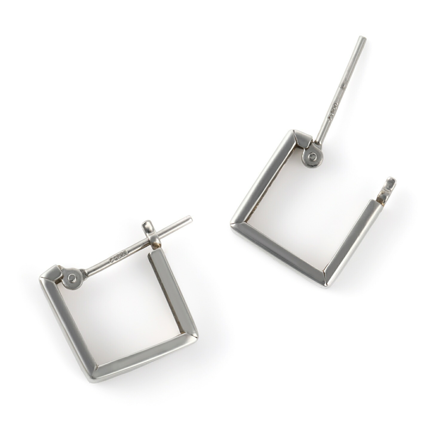 楽天市場】プラチナ フープピアス スクエア 四角 両耳 レディース