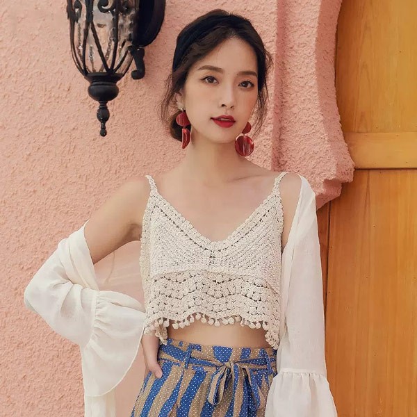 楽天市場】キャミソール クロシェ編み ビスチェ ニット サマーニット