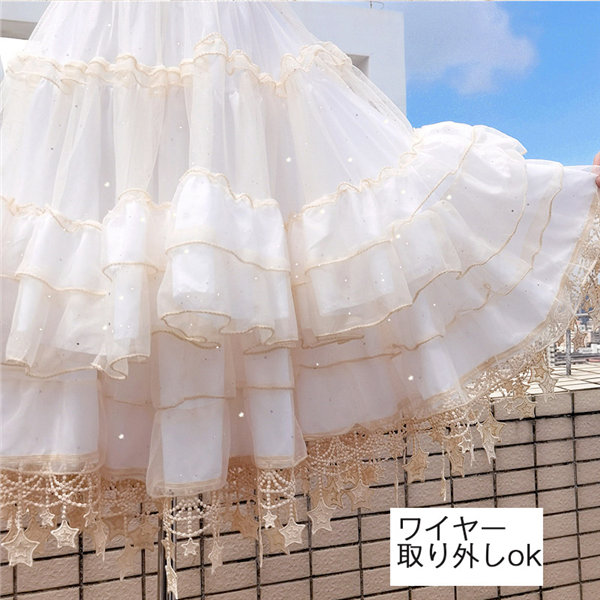 楽天市場】パニエ レディース 60cm ミディアム丈 ボリューム フリル