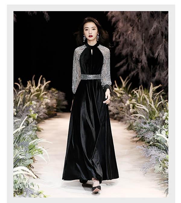 楽天市場】ピアノ 発表会 ドレス 長袖 秋冬 ベロア 大人 ロングドレス