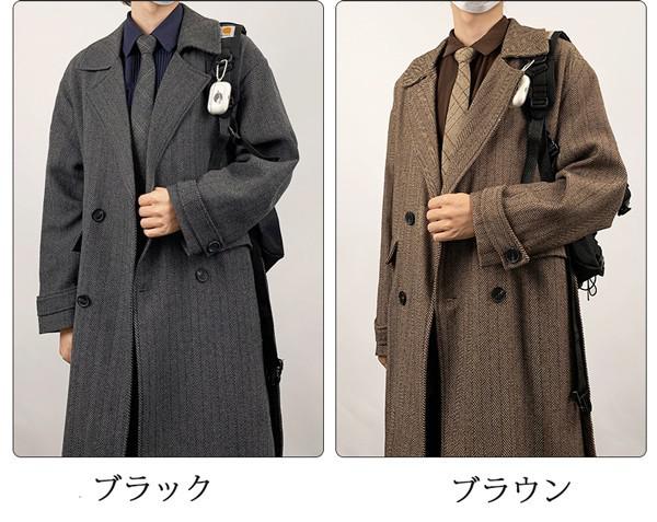 楽天市場】メンズ ロングコート トレンチコート ヘリンボーン柄 ダブル