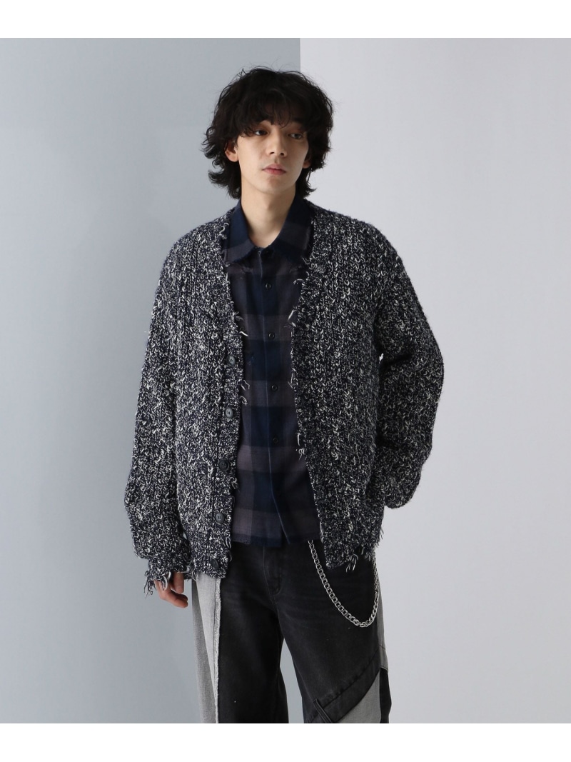 楽天市場】メランジダメージニットカーディガン HARE ハレ トップス