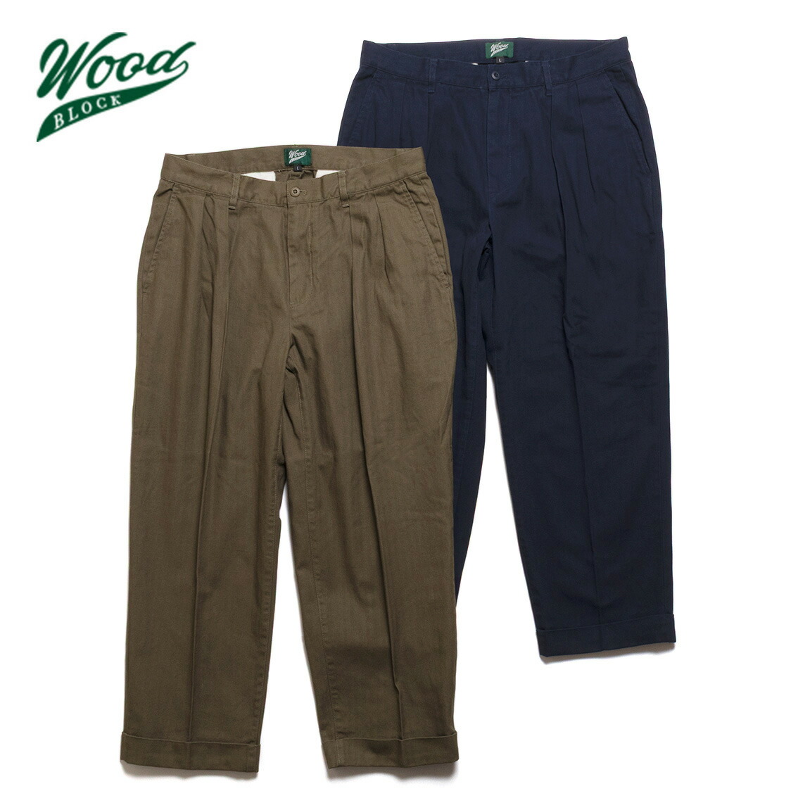 楽天市場】WOODBLOCK ウッドブロック 2TUCK HERRINGBONE TROUSER 2