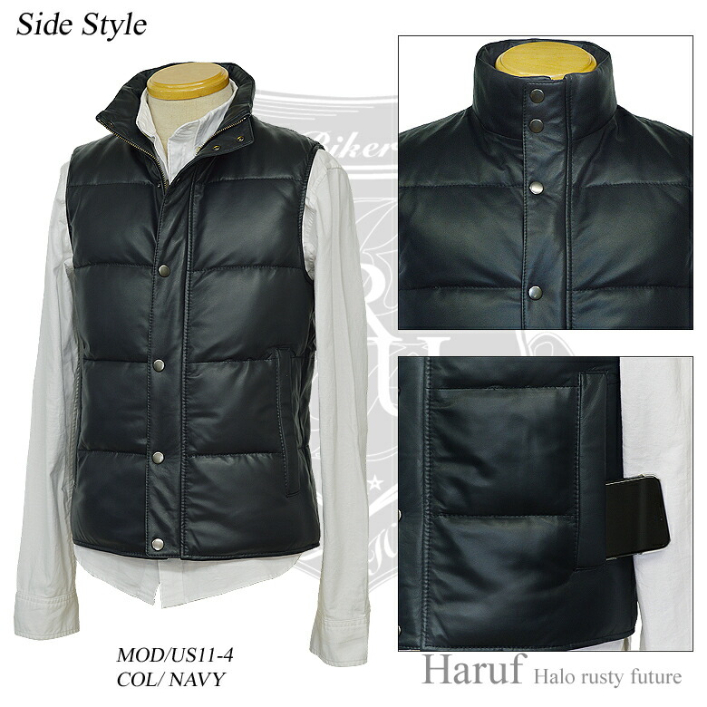 楽天市場】ダウンベスト メンズ レザーベスト 革ジャン 本革 ジレ