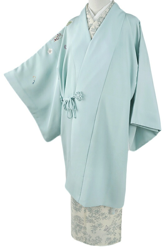 楽天市場】道中着 ロング 長羽織 正絹 十日町友禅 秀美 水色 宝尽くし