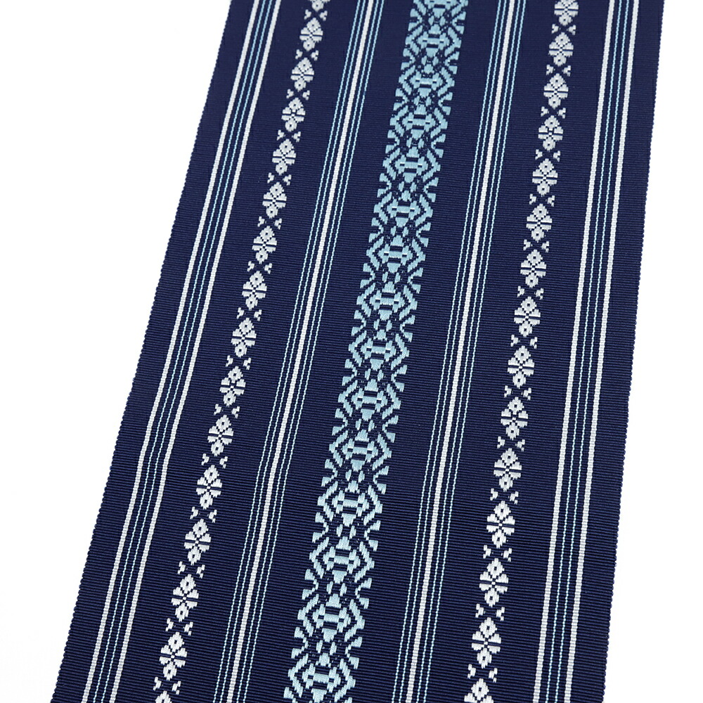 楽天市場】博多織 浴衣帯 半幅帯 長尺 博多帯 正絹 浴衣 紺 三献上