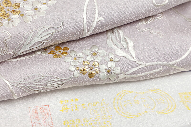 楽天市場】訪問着 手刺繍 正絹 紫 灰藤 薄紫 ブルーグレー 青 金糸 花
