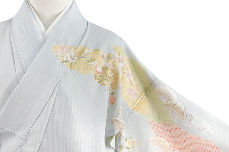 楽天市場】夏物 訪問着 着物 正絹 単衣 金彩加工 型友禅 駒絽 金駒刺繍