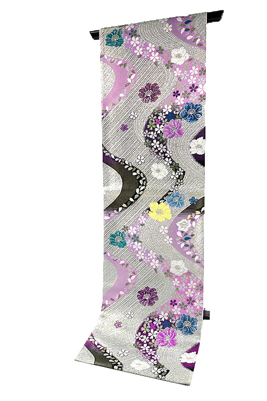 楽天市場】【 中古 】 袋帯 振袖用 正絹 唐織 引箔 金 銀 渋紫 ピンク