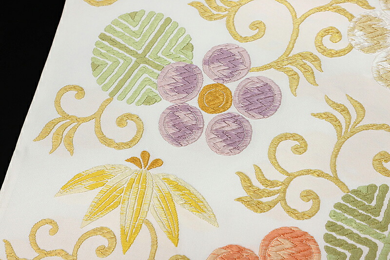 楽天市場】袋帯 唐織 正絹 洛陽織物 西陣織 正絹 白 笹蔓緞子 花 笹 蔓