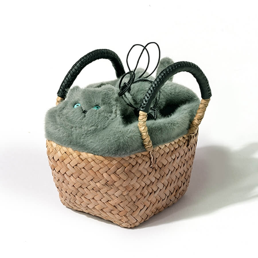 楽天市場】AIM医学研究支援PJ実施中｜ ねこモチーフ かごバッグ ファー