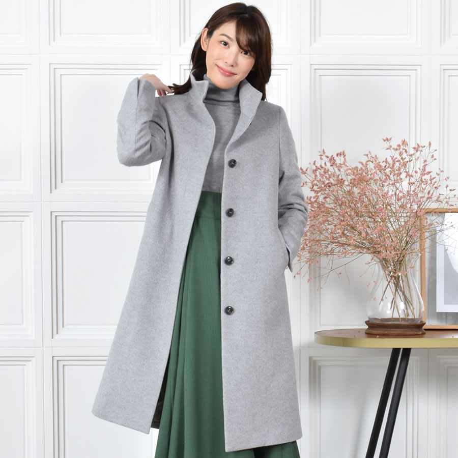楽天市場】【 30％OFFクーポン】スタンドカラー カシミヤ コート