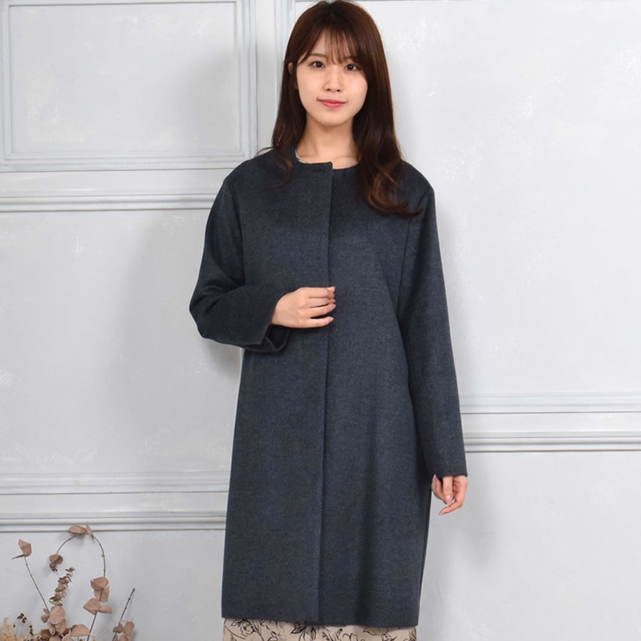 楽天市場】【 30％OFFクーポン】ノーカラーコート カシミヤコート