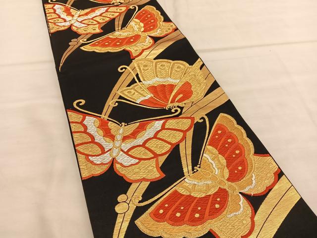 楽天市場】平和屋着物◎六通柄袋帯 唐織 舞蝶文 黒地 金銀糸 正絹 逸品