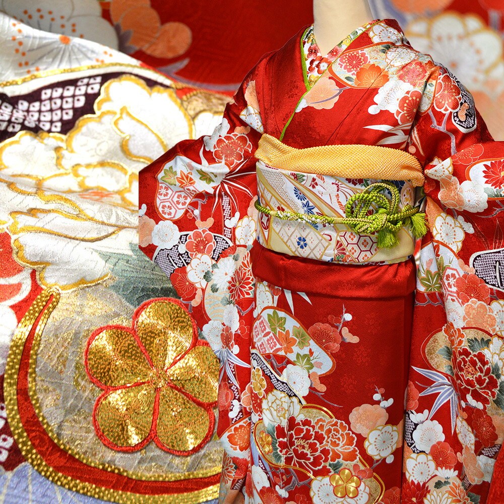 楽天市場】【レンタル】 京友禅 正絹 振袖 25点セット 赤 成人式 ふり