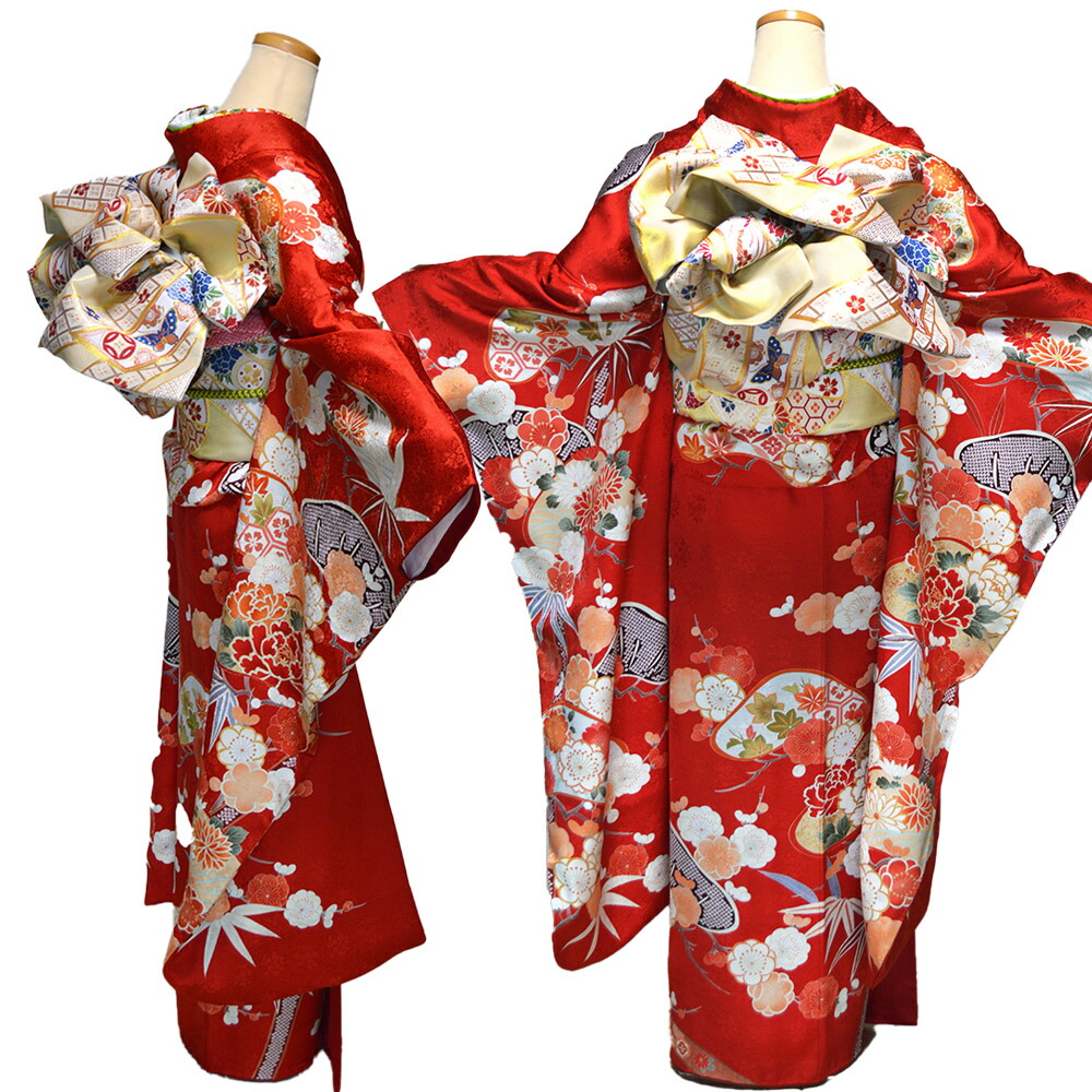 楽天市場】【レンタル】 京友禅 正絹 振袖 25点セット 赤 成人式 ふり
