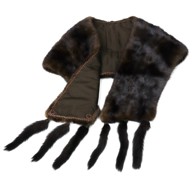 楽天市場】ミンク ファー ストール ダークブラウン エレガント 裏地付