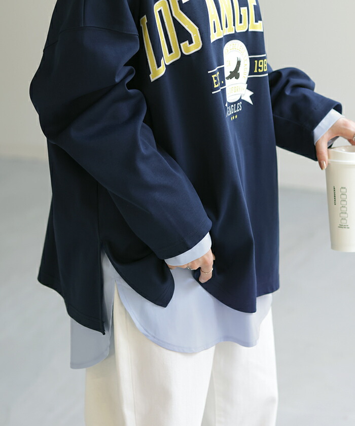 楽天市場】シャツ カットソー レイヤード Tシャツ レディース ロンT