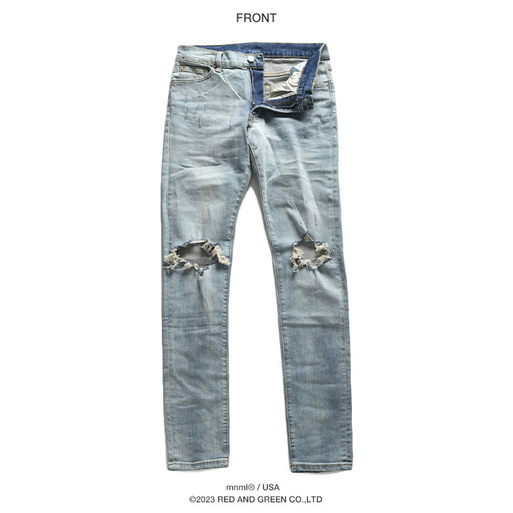 楽天市場】mnml デニム ジーンズ メンズ 春夏秋冬用 インディゴライト