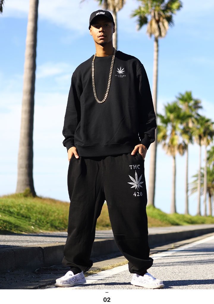 楽天市場】ACE FLAG 上下セット 長袖 ブランド メンズ 春秋冬用 白/黒