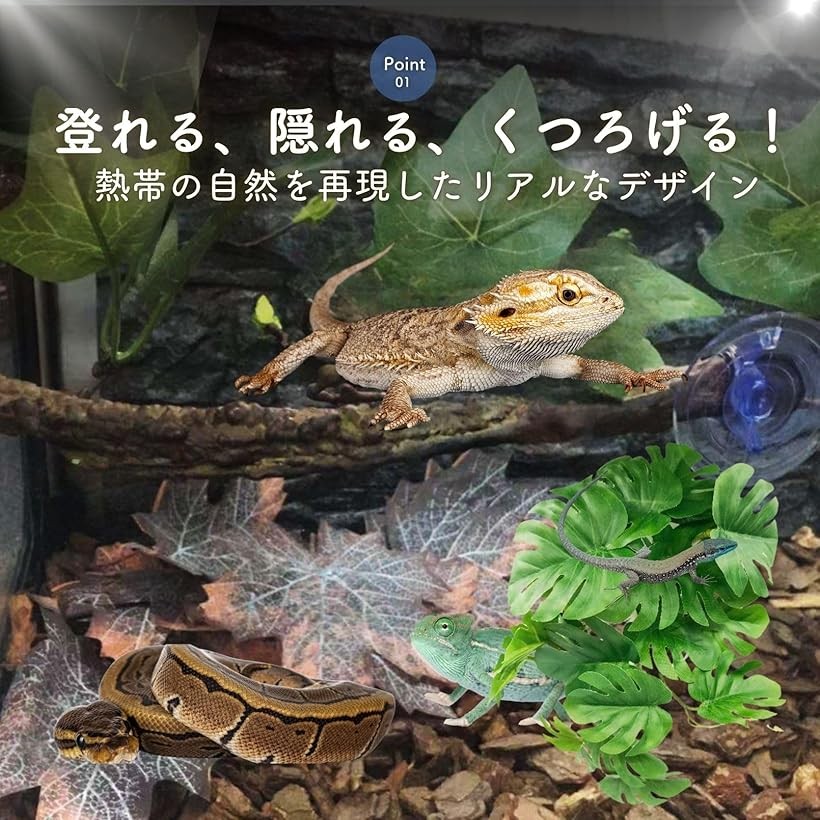 楽天市場】爬虫類 登り木 枝 葉 流木 シェルター ビバリウム 人工植物