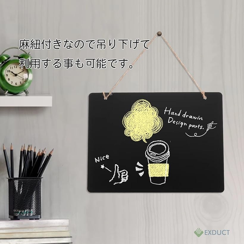 楽天市場】黒板 ブラックボード 吊り下げ 立てかけ 両面使用可 麻ひも