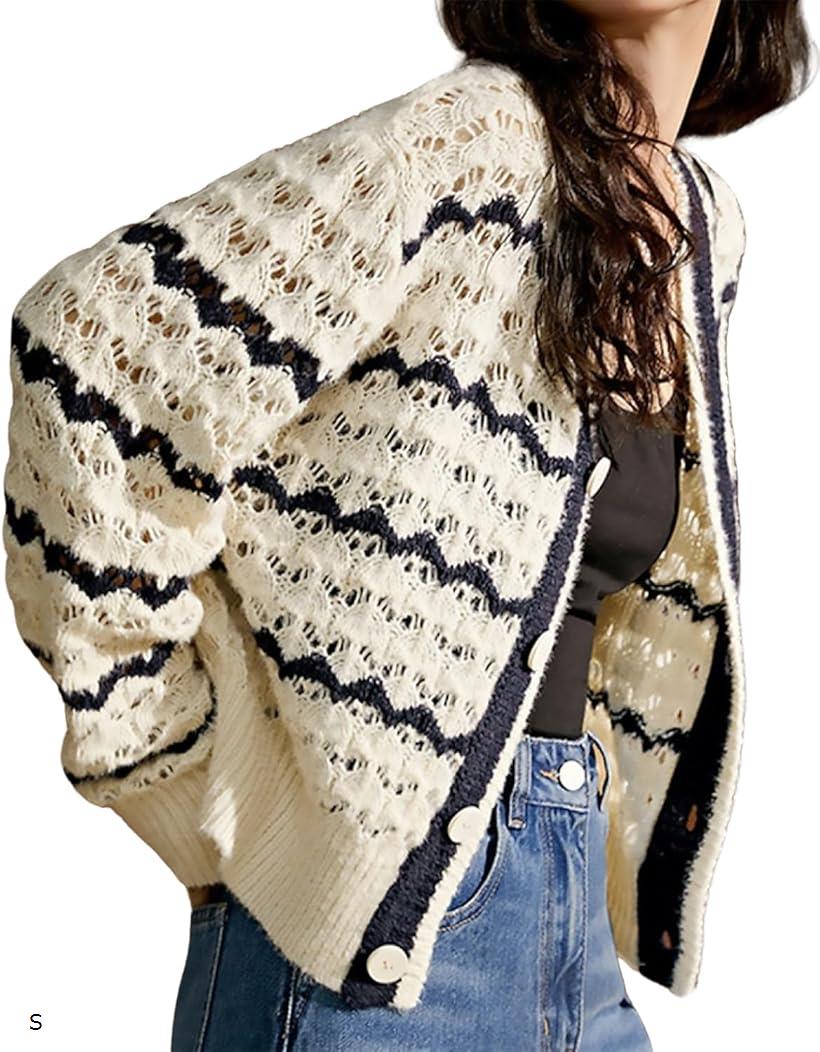 楽天市場】カーディガン レディース 春 ニット ジグザグ柄 モノトーン