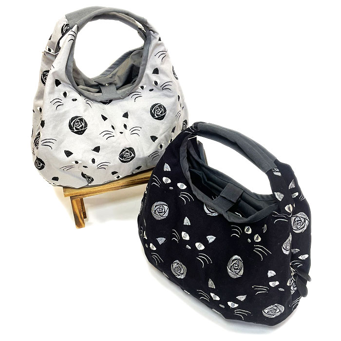 楽天市場】KUROCHIKULINKミニラウンドバッグ 猫と薔薇 京都くろちく