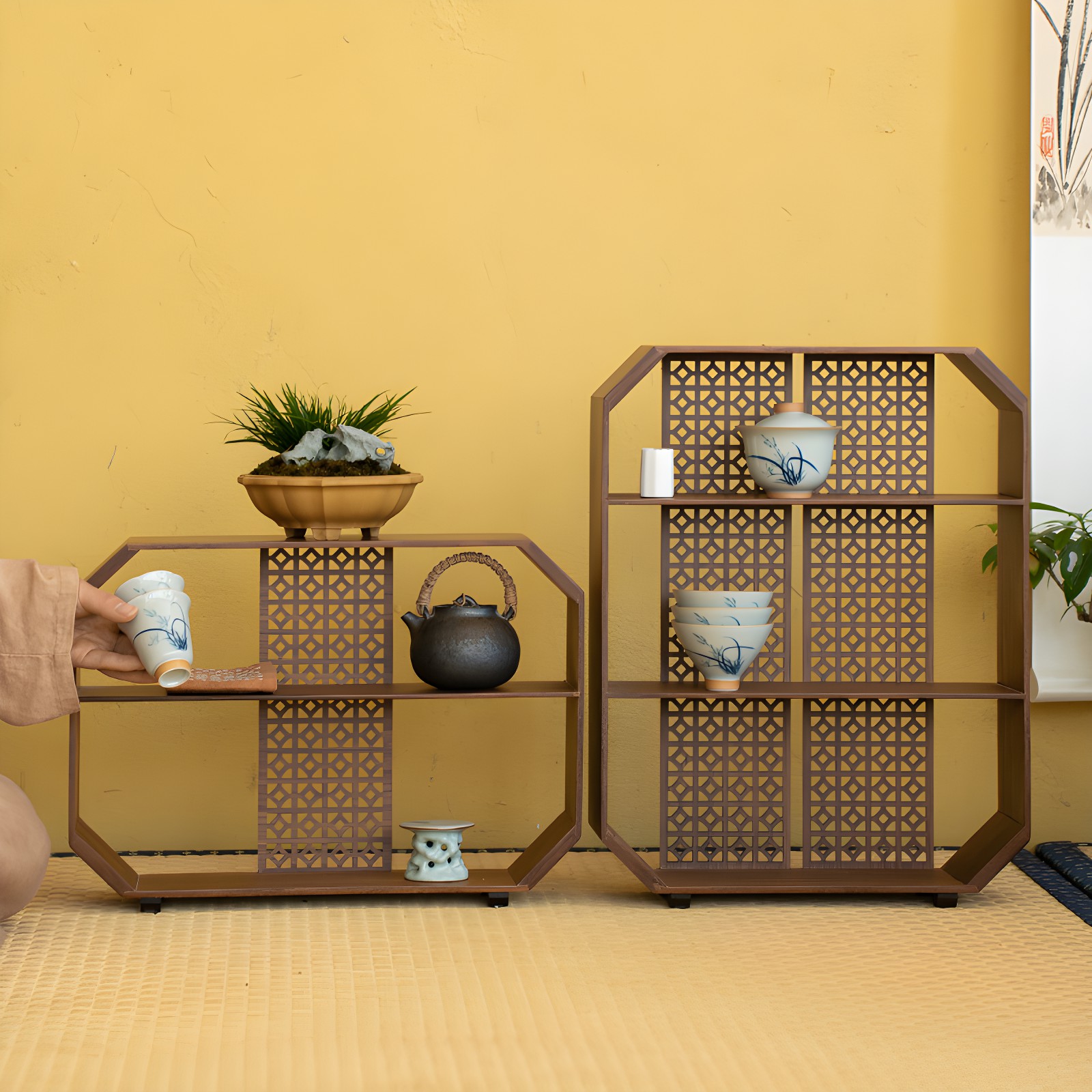 楽天市場】清境Craft インテリア竹茶棚 『2段・3段』 茶杯 飾り棚