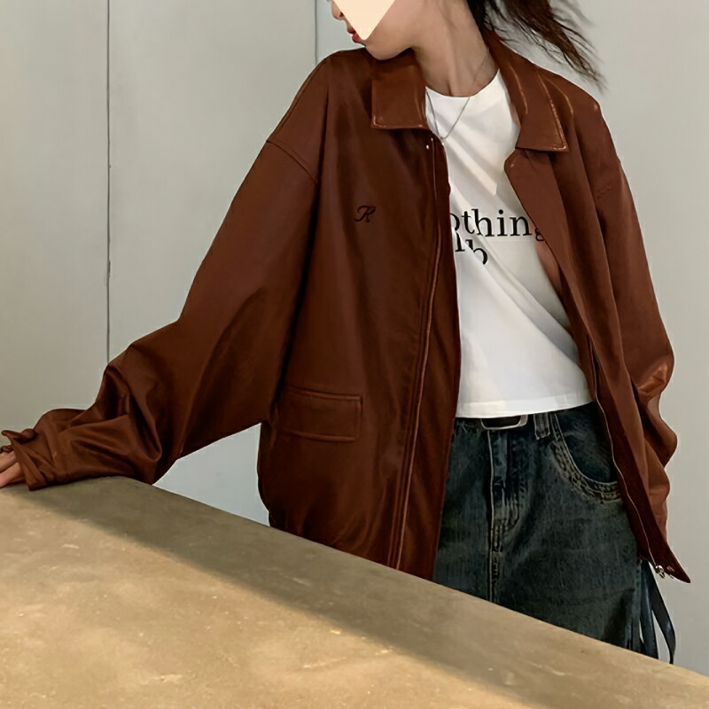 楽天市場】【一部予約】PUレザージャケット ブルゾン ビッグシルエット