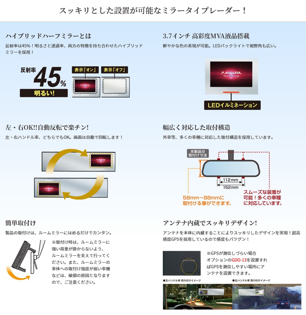 楽天市場】レーダー探知機 セルスター ミラー型 AR-6 GPS内蔵 無線LAN