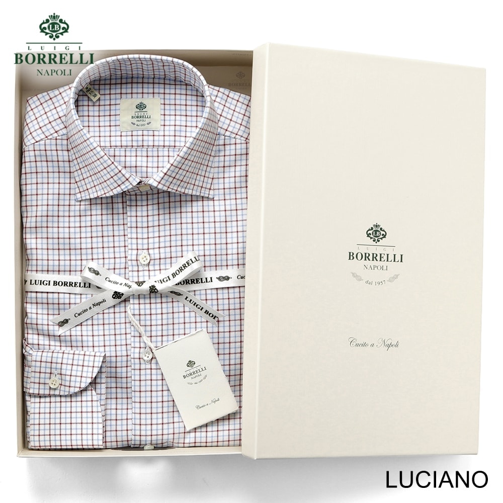 【美品】 LUIGI BORRELLI デニム ドレスシャツ サイズ17-43 Brilla per il gusto（ブリッラ ペル イル グスト）LUIGI BORRELLI