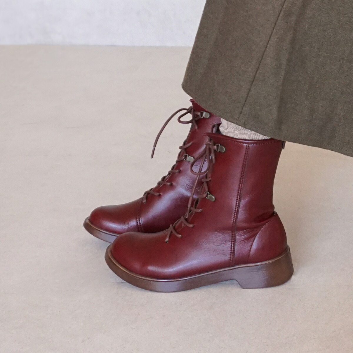 楽天市場】【半額セール】 【幅広特注】 レースアップブーツ 厚底