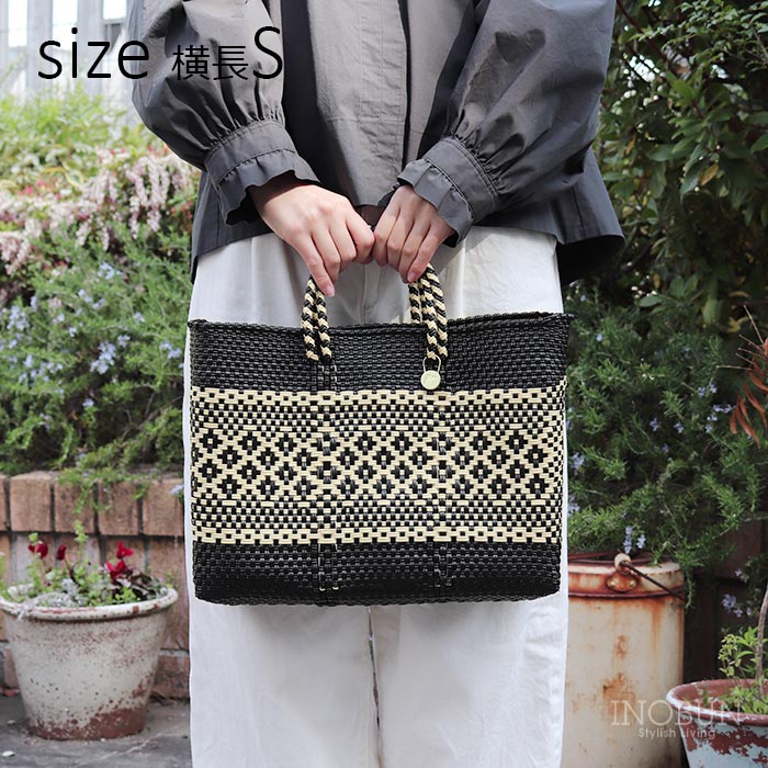 楽天市場】メルカド バッグ レトラ 横長Sサイズ ミモザ ブラック x