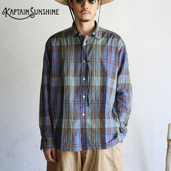 楽天市場】【Kaptain Sunshine】 Regullar Collar Shirt SUMMER PLAID