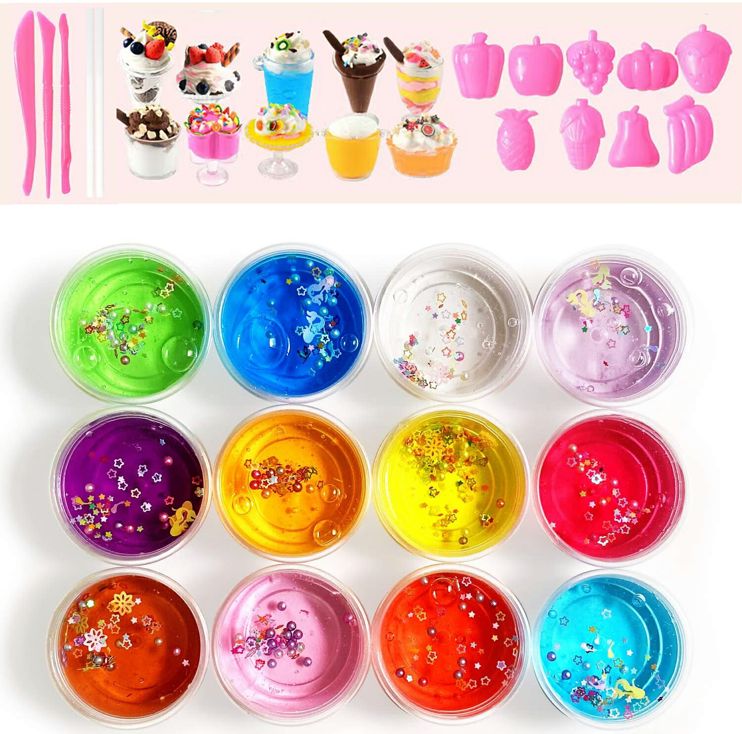 楽天市場】スライム 12個 セット 水晶スライム 星形デコパーツ入り