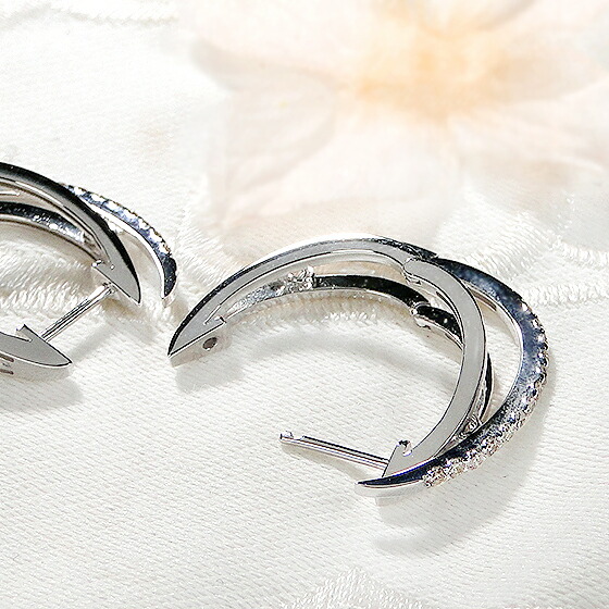 楽天市場】K18WG/YG【0.30ct】中折れ ダイヤモンド フープ ピアス